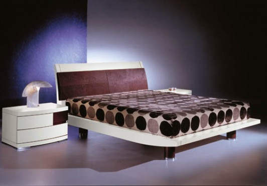 Fazzini - Letto matrimoniale e comodino mod. LEKURVE